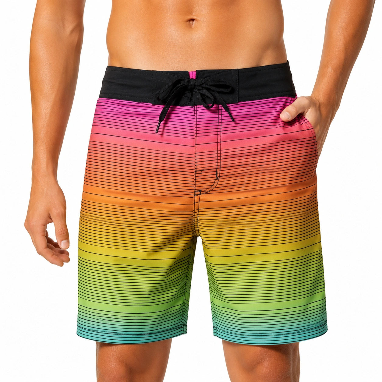 Herren Badehose XL aus Textil mit Farbverlauf und Kordelzug