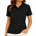Damen Poloshirt Größe L aus Textil Schwarz mit Kurzarm