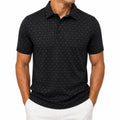 Herren Poloshirt Größe M Schwarz Textil Kurzarm mit Kreuzmuster