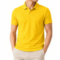 Herren Poloshirt Größe M aus Polyester Gelb mit Kurzarm und Knopfleiste