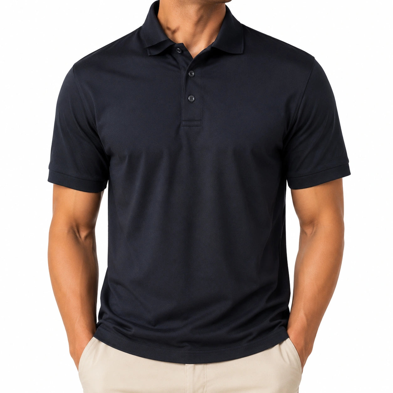 Herren Poloshirt Größe L aus Textil in Dunkelblau mit Kurzarm