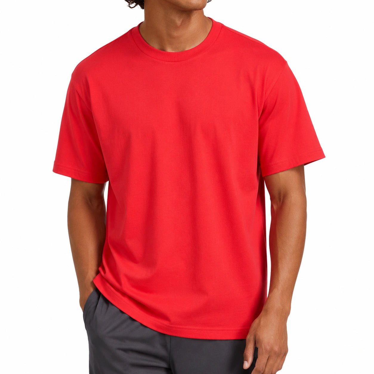 T-Shirt Größe L aus Textilgewebe Rot Kurzarm für Freizeit