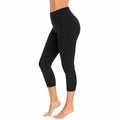Damen Capri-Leggings L Schwarz elastisch hoher Bund für Sport